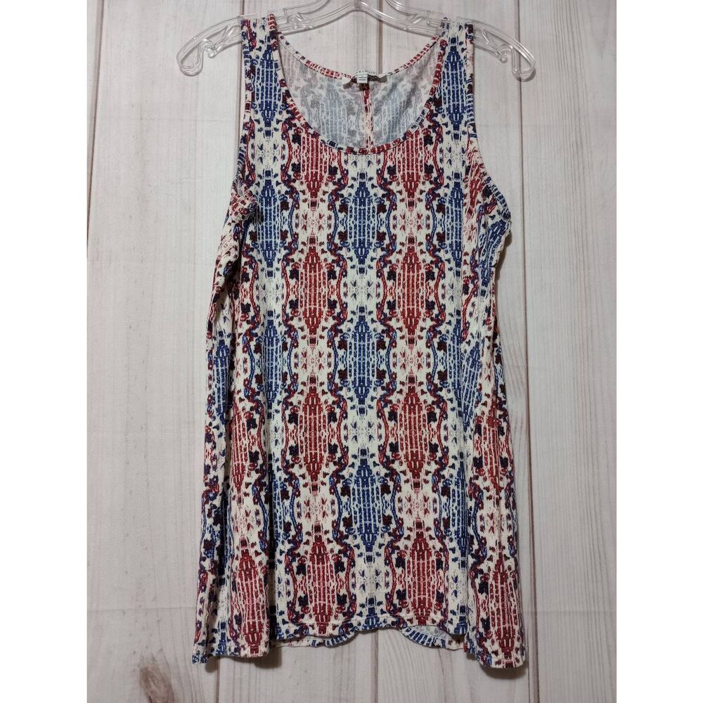 Rose & Olive Shirt Ladies Large Sleeveless‎ Red Flowy